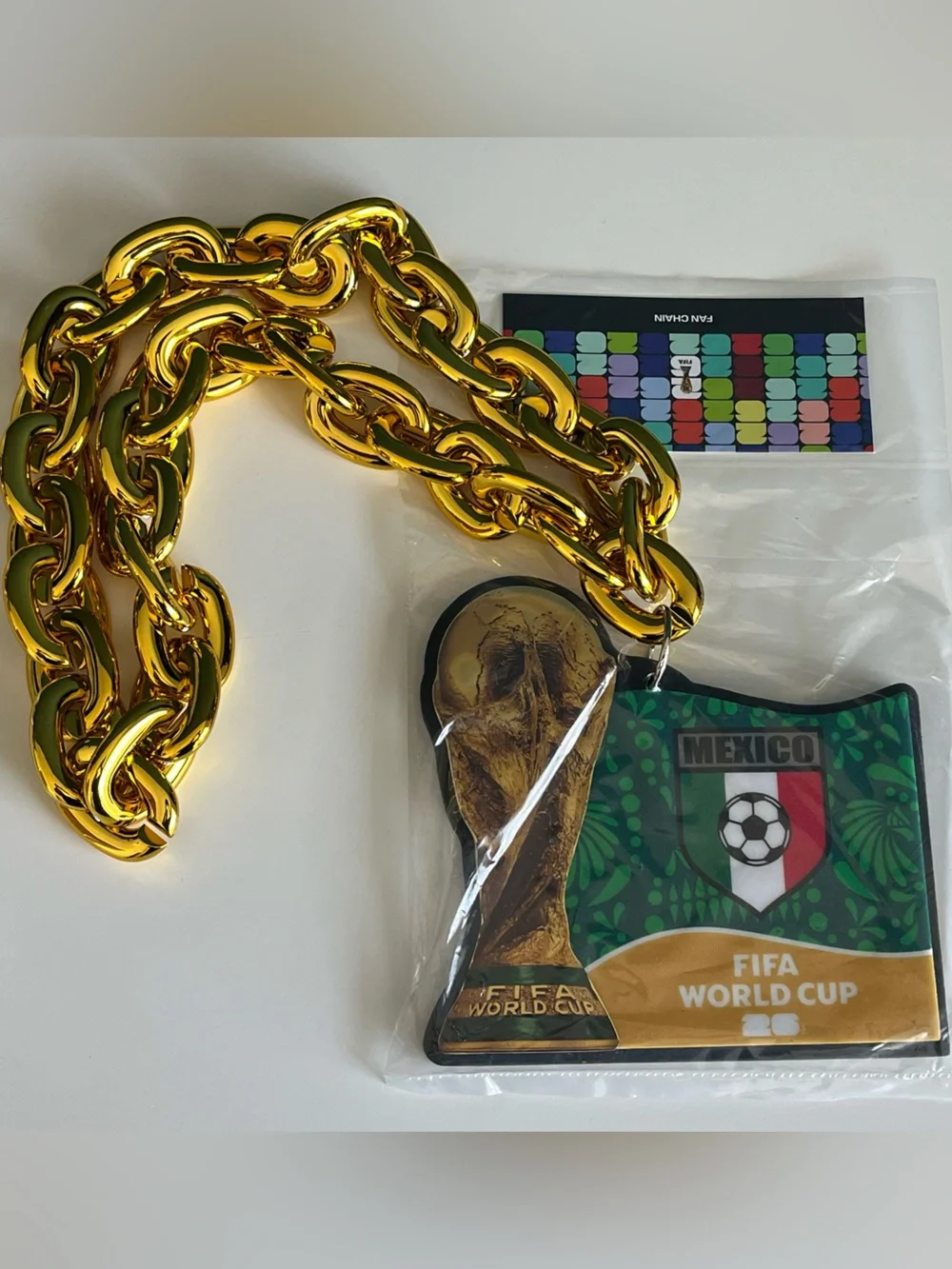 FIFA World Cup 2026 Mexico Gold Chain Trophyman Necklace Soccer Football NWT